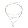 Bohemian Fashion Personality Wing Pendant With Diamond Beads Three-Layer Necklace