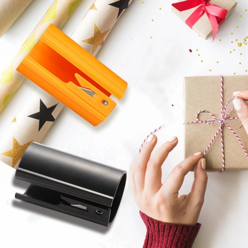 Schiebender Geschenkpapier-Schneider - Präzisions-Papier-Trimmer mit Anti-Klemmen-Design für Weihnachten, Geburtstage, Langlebiges ABS (Orange/Schwarz)