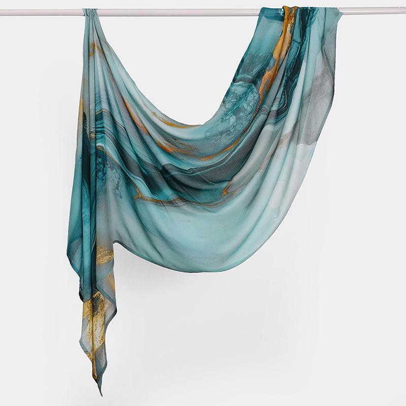 Boho Watercolor Soft Muslim Hijabs Women Floral Breathable Shawl Wrap Scarf Hijab Floral Print Ramadan Headscarf Islamic Turban