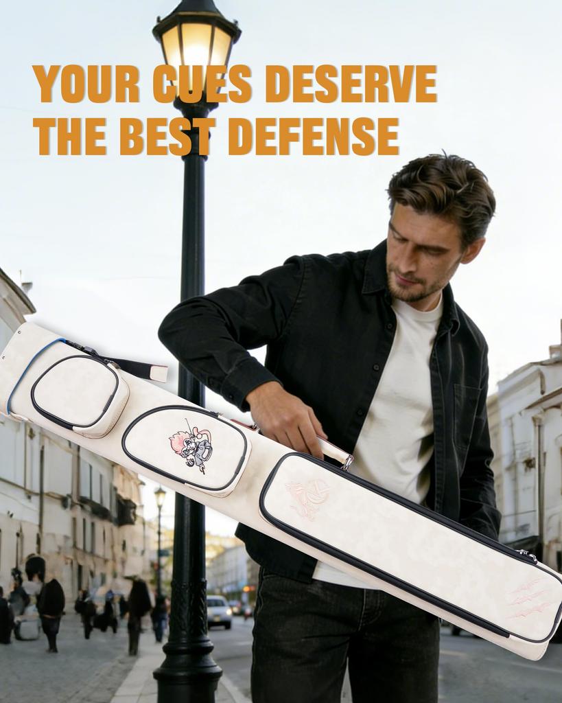 KONLLEN 2x4 Cue Case, Hard Case with Multi-Pockets, Holds 2 Butts and 4 Shafts, Billiard Cue Bag with Adjustable Shoulder Strap