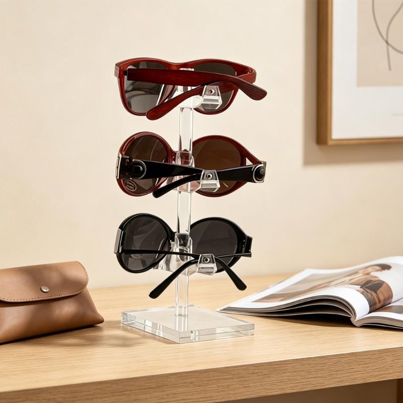 Unique Multilevel Acrylic Eyewear Stand Retail Store Accessories Rack Easy Assemble Acrylic Shelf For Fashionable Glasses Presentation