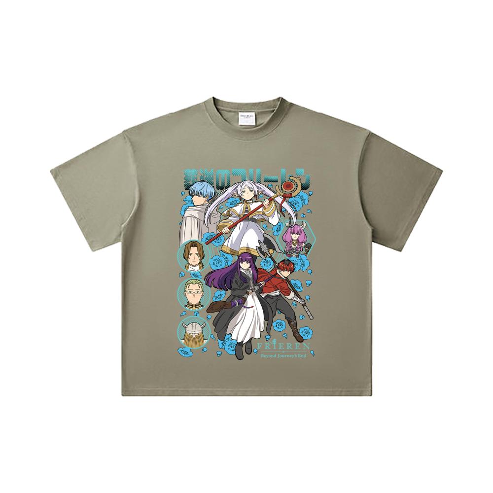 260 GSM Double Yarn 32 Count 100% Cotton Frieren V1 Print Unisex Heavy Cotton T Shirt