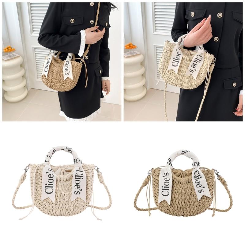 Pochette in Paglia da Donna Borsa a Tracolla in Paglia Borsa a Mano Borsa da Spiaggia Estiva Pochette Intrecciata Borsa da Sera