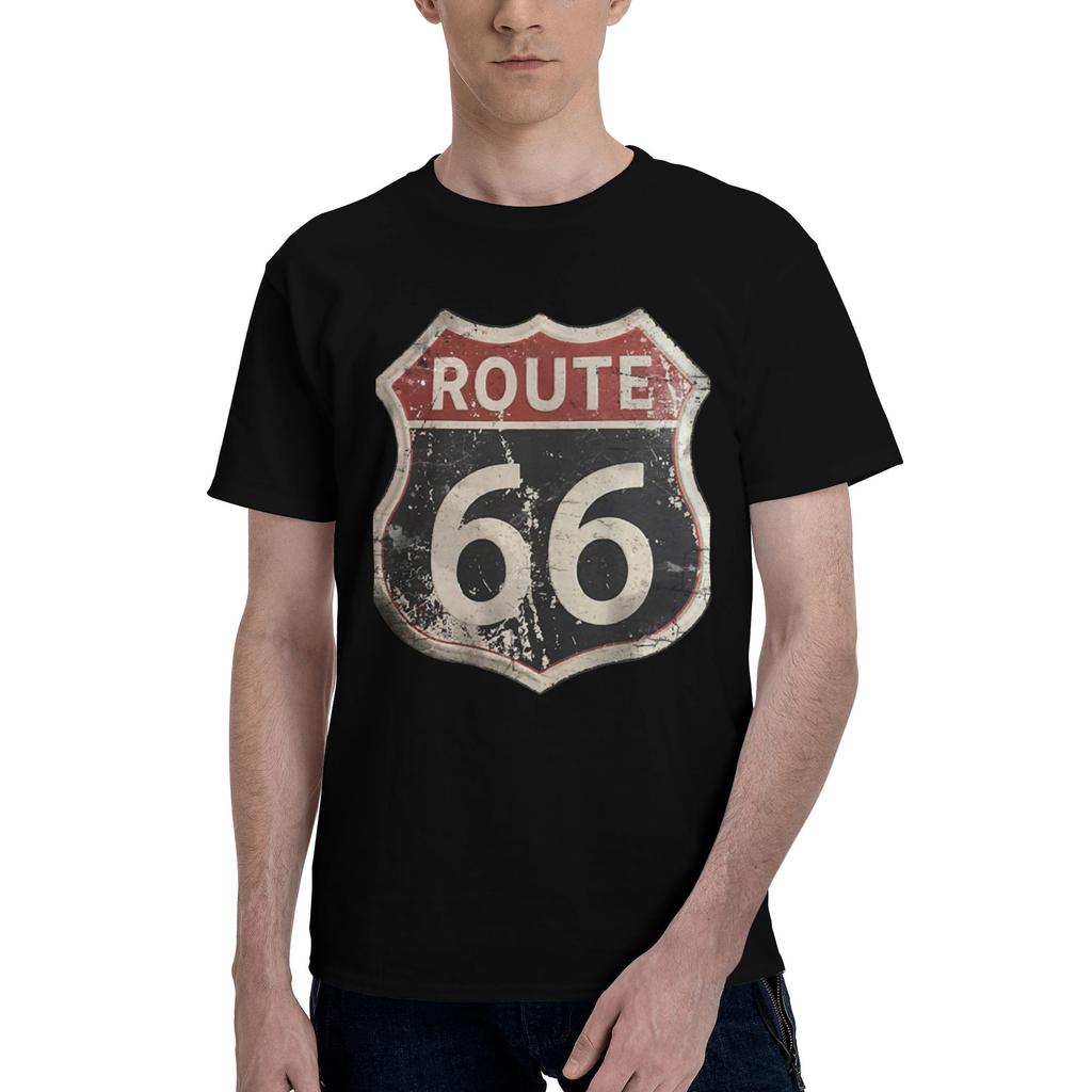 Awesome Motorcycle Route 66 Tshirts Unisex Unisexs Crew Neck Pure Cotton T Shirts Motorcycle Cruise America Tees Plus Size Clothes