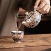 Chinese Silver-Plated Tea Set: Teapot & Cups Gift for Elders, Friends, Housewarming, or Birthday Souvenir.