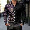 Men's long sleeved shirt light mature style single-sided totem print men's black long sleeved shirt European and American workpl