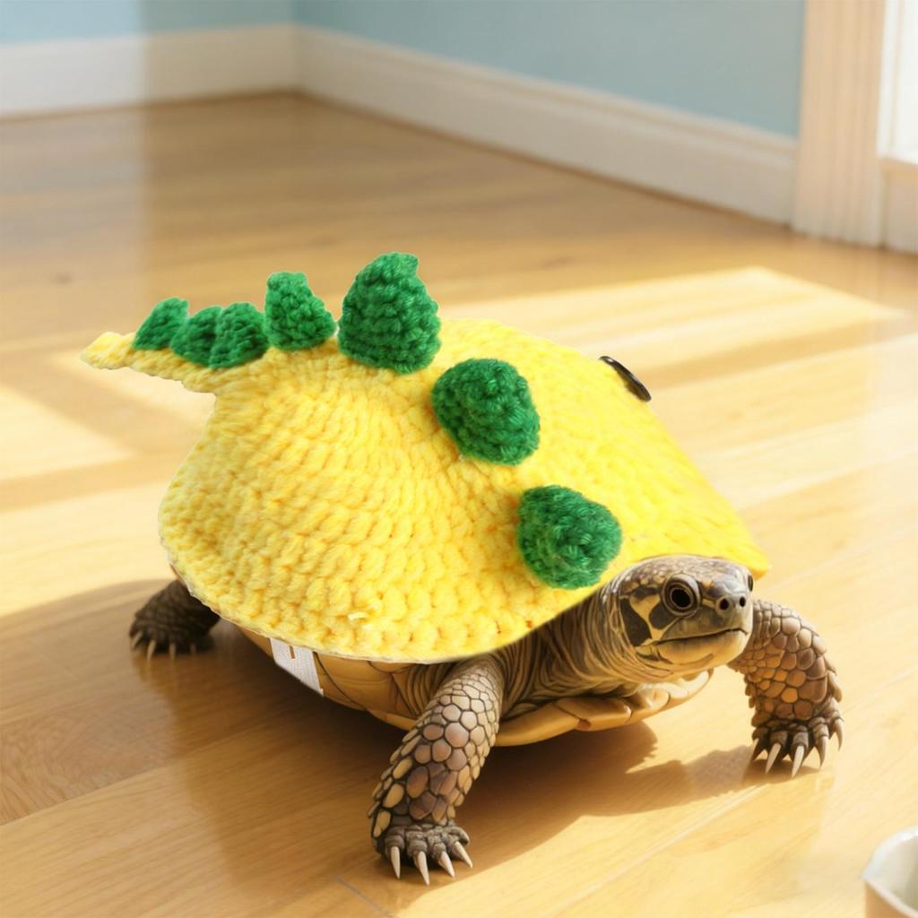 Tortoise Costume Adjustable Strap Dinosaur Design Handmade Costume Small Animal Sweater For Pet Halloween Small Animal Cosplay