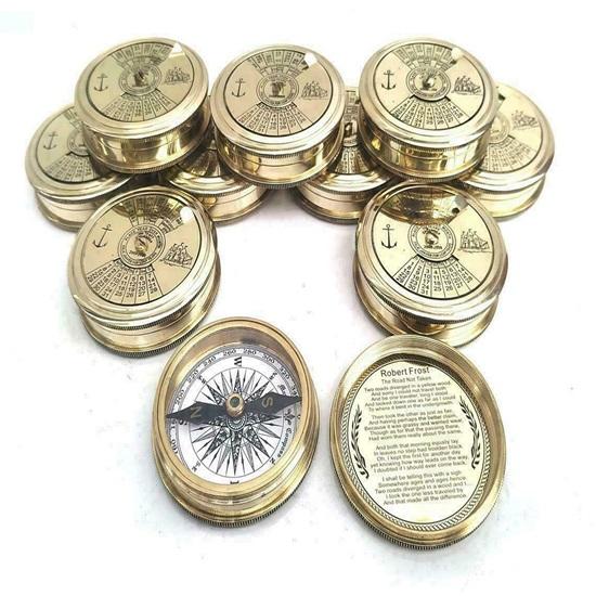 

5.08 Cm Calendar Navigational Compass Solid Brass Poem Compass 100 Year Set of 50 Unit