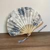 Elegant Folding Hand Fan with Floral Design, Breathable Mesh, Randomly Placed Flower Patterns, Dance Accessories, Fan Decor