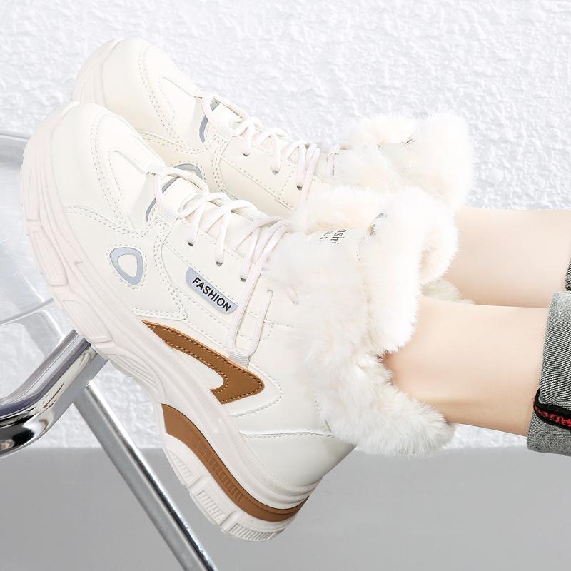 36-43 Winter Dames Grote Mode Pluche Casual Katoenen Schoenen Sneeuwlaarzen Warm Sportieve Papa Schoenen Dames Korte Laarzen