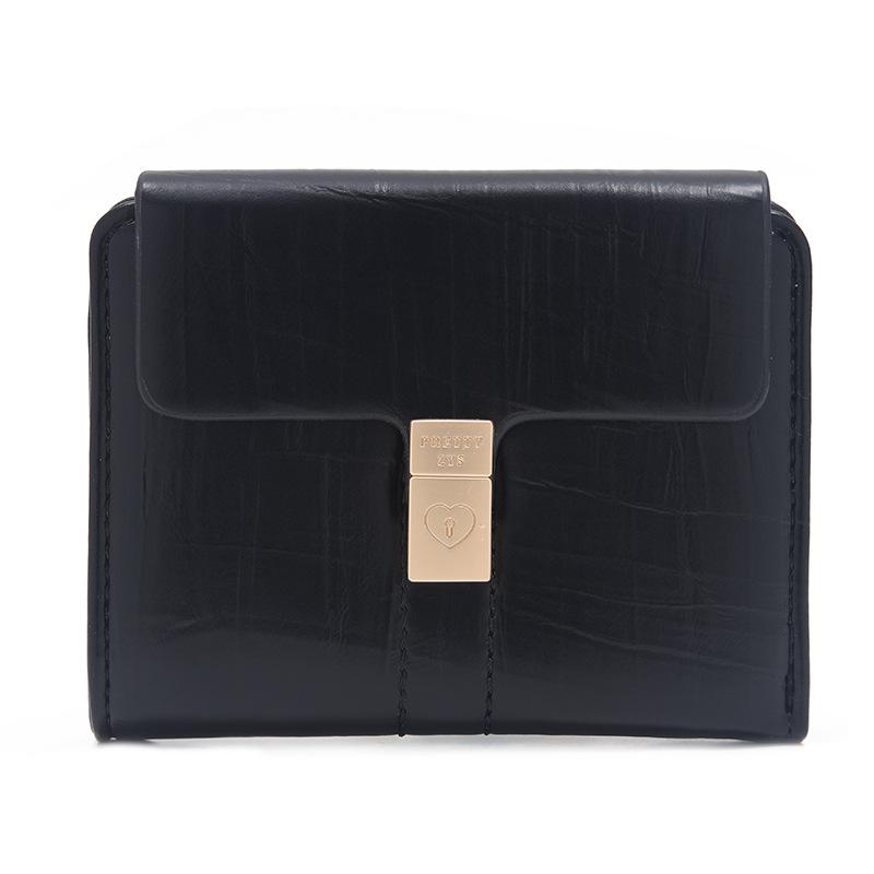 

Кошелек женский из искусственной кожи, простой и универсальный, складной, на молнии, кошелек Niche Zero чёрный