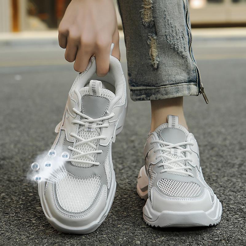 Men's Mesh Breathable Chunky Sneakers  Contrast Fashion Casual Sports Shoes Comfortable Non-Slip Sole