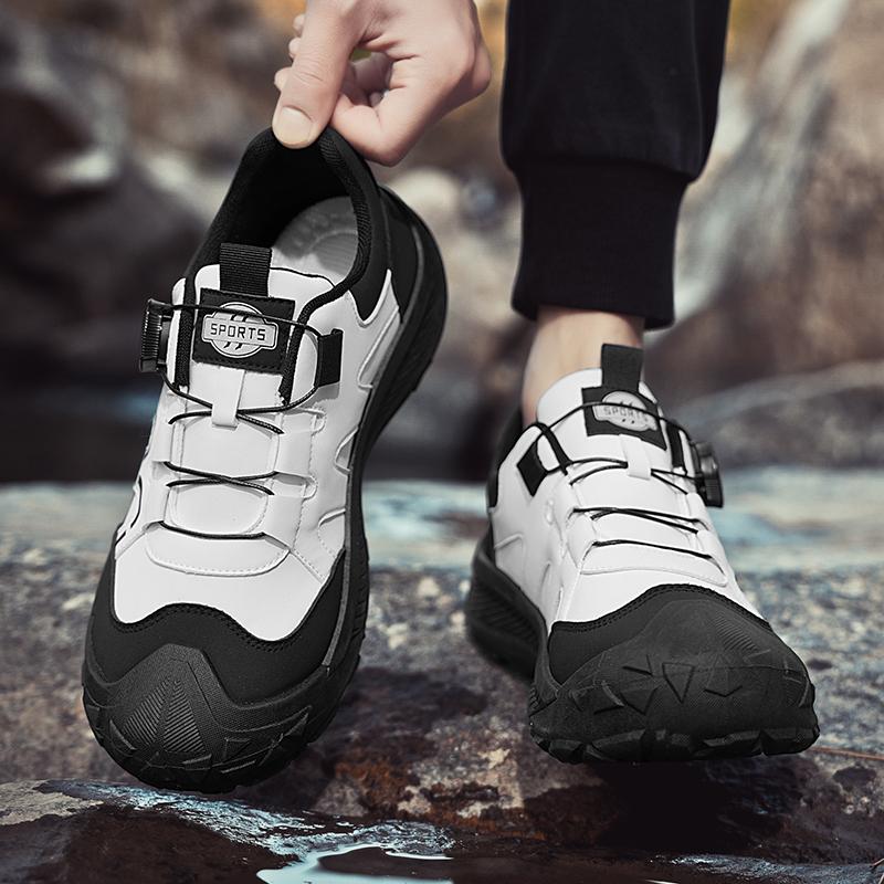 Modne buty do chodzenia z pokrętłem Męskie Outdoorowe Antypoślizgowe Buty Turystyczne Dla Mężczyzn Platforma Oddychające Buty Trekkingowe Męskie Buty Robocze