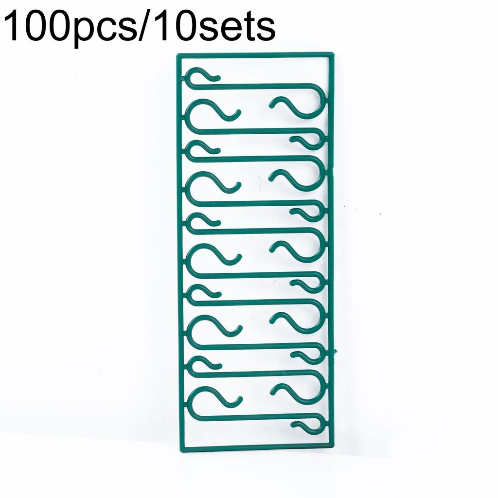 100pcs Durable Plastic Ornament Hooks Reusable Green Mini Tree Decoration Hangers for Lights Balls - for Holiday Decorations