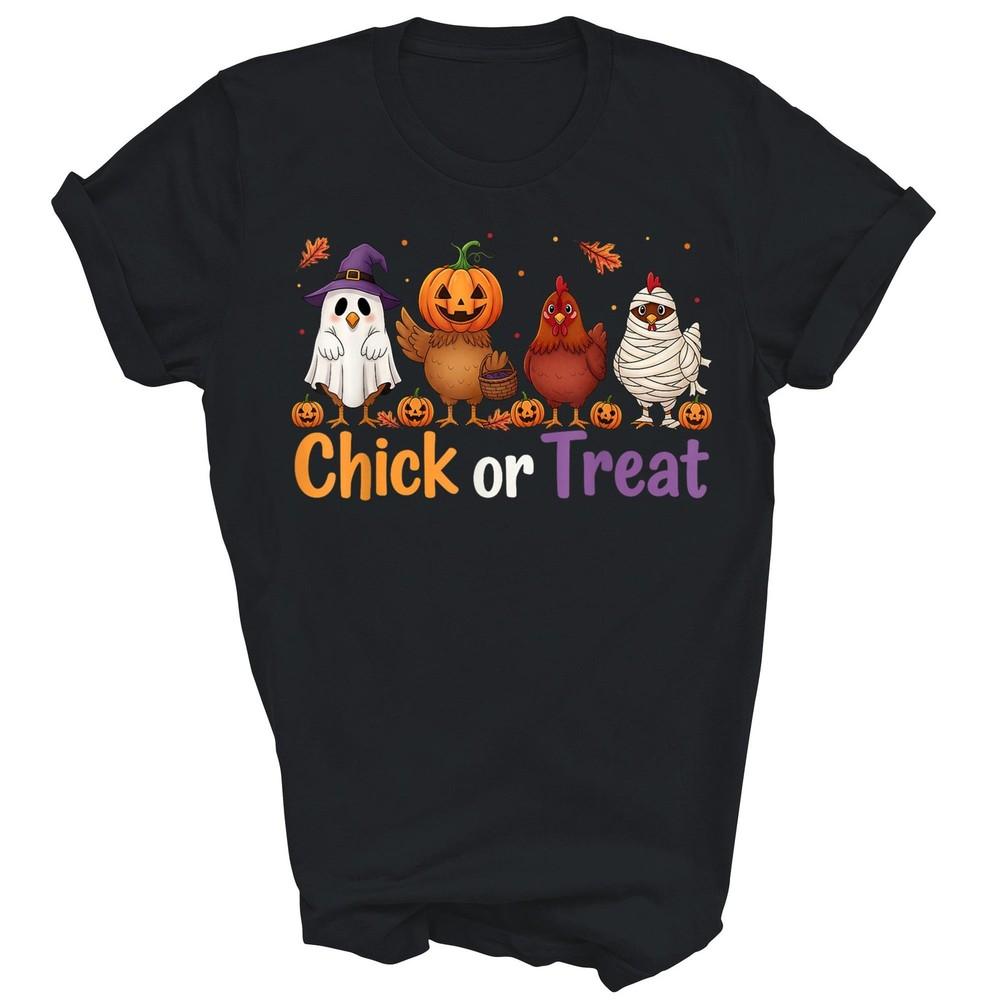 

Chick Or Treat Halloween Witch ChickenUnisex Shirt Gift 4XL