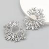 Exaggerated Crystal Flower Earring Sparkling Sunflower Earrings Colorful Large Circle Shape Stud Ear Rings Ornament