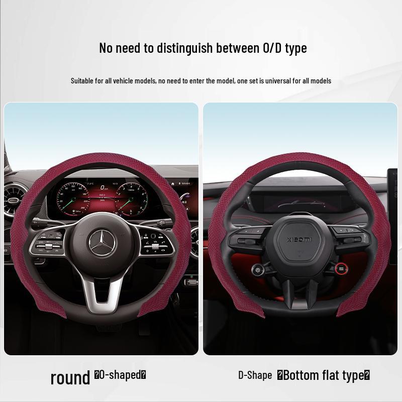 Universal 5D Suede & Nappa Leather Steering Wheel Cover - Anti-Slip, All-Season Protection