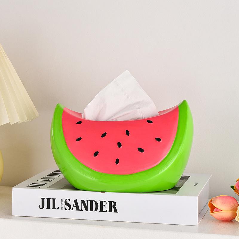

Advanced Sense Watermelon Tissue Box Desktop Home Living Room Porch Coffee Table Decoration Portable Creative Paper Box 20*16*11.5cm