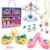 Princess Dress-Up Toy Set With Crystal Shoes,Necklace,Earrings,And Jewelry Box For Kids - Idea For Birthday Parties And Playtime