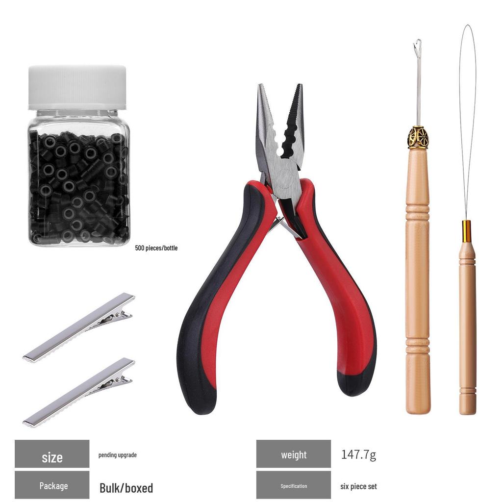 Seamless Hair Extension Silicone Clips & Bent Nose Pliers Set - Wig Accessories