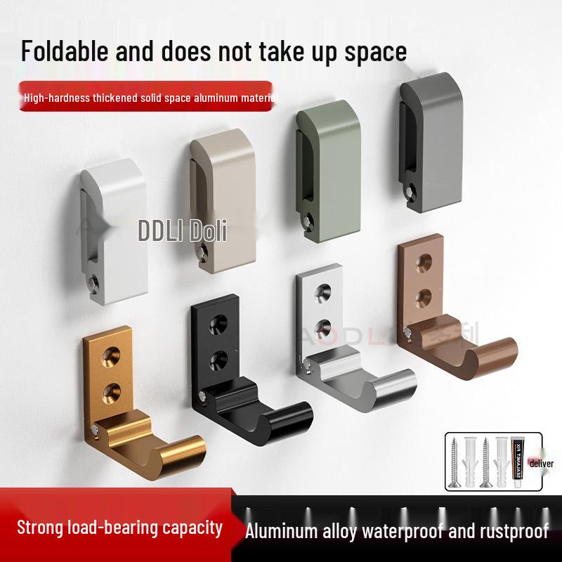 Aluminum Alloy Invisible Folding Coat Hook - Punch-Free, Multi-functional, Solid, Hidden Wall Mount