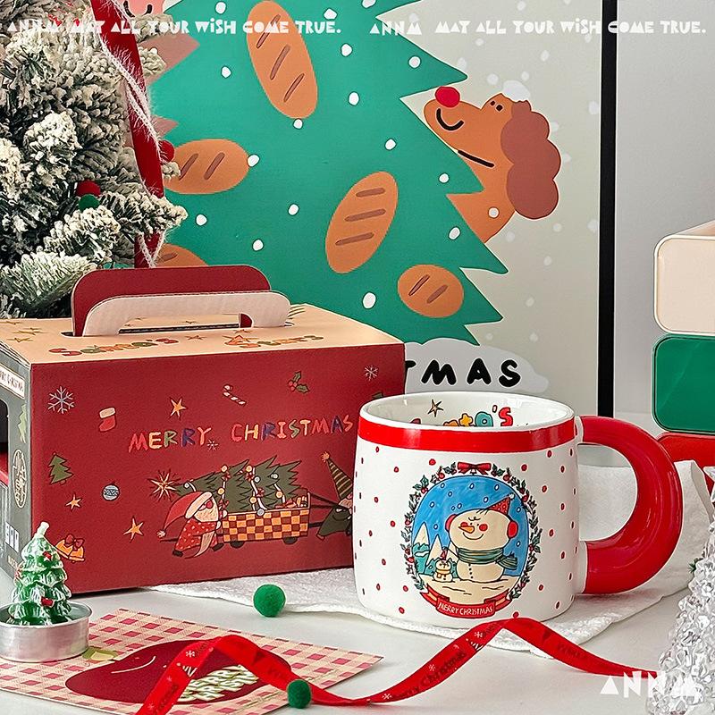 

Christmas Chubby Mug with Lid As A Souvenir Office Cup Household Drinking Water High Appearance Level Water Cup Ceramic Cup