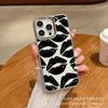Black Lips for iPhone15promax Mobile Phone Case Apple 16 Electroplated Photo Frame 14/13 Protective Case 17