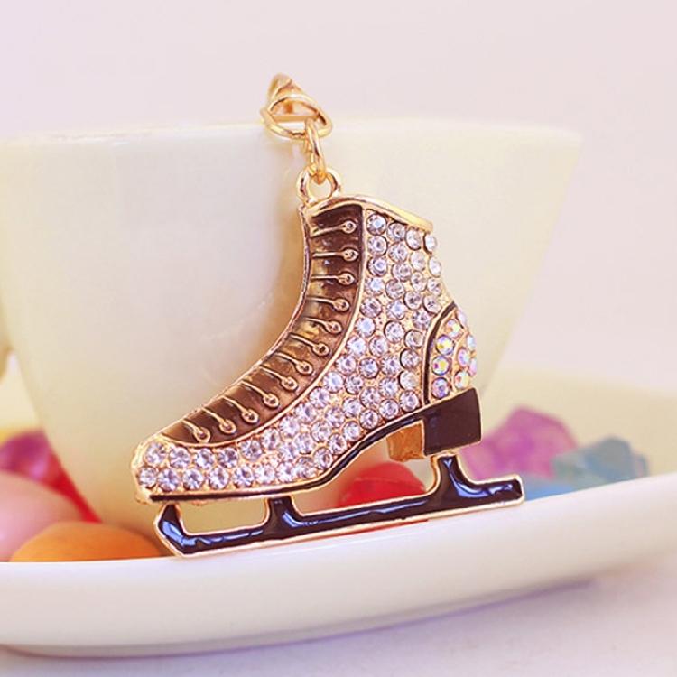 Sportlicher Stil Strass Schlüsselanhänger Premium Legierung Schlüsselring Dekorativer Eiskunstlauf Anhänger Sicherer Verschluss Für Sportfan