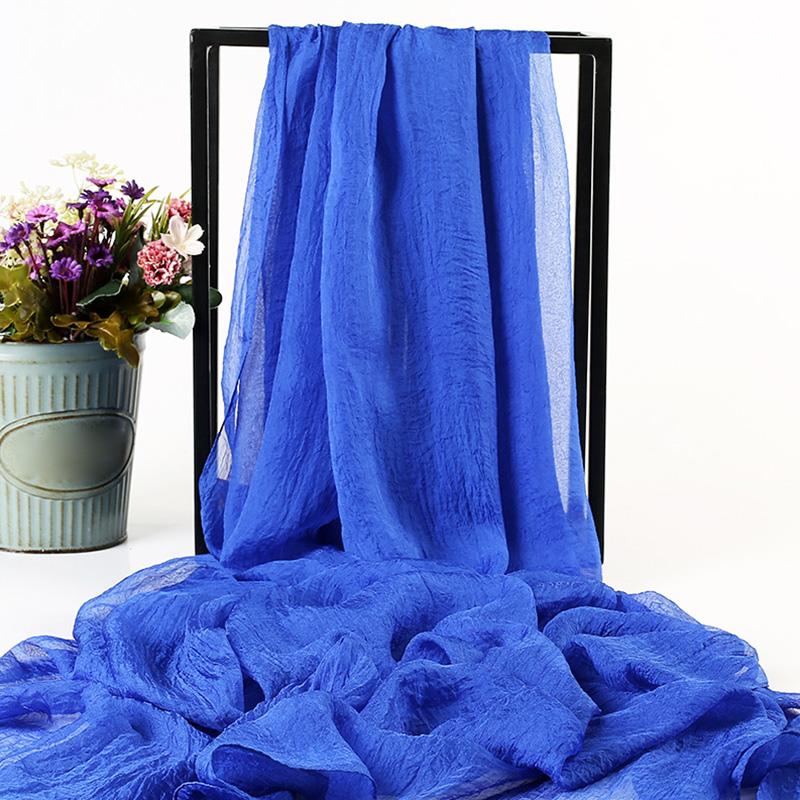 Women Translucent Scarf Chiffon Wild 170*70cm Solid Color Simulation Silk  Shawl Sunscreen