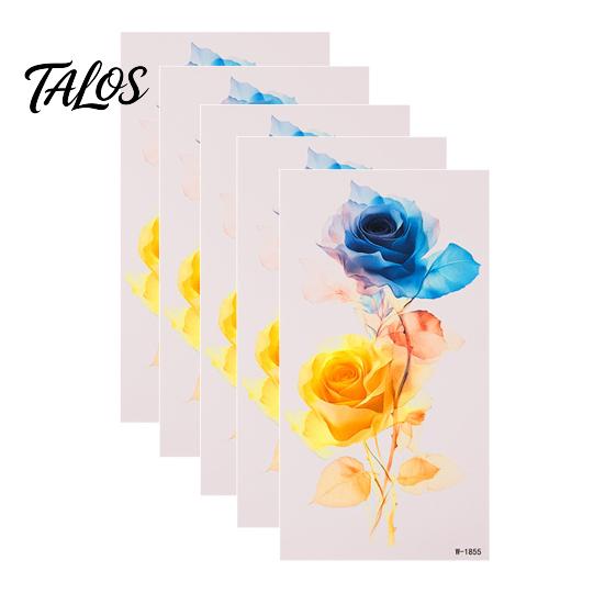 Talos 5 Sheets Butterfly Tattoo Stickers, Waterproof Temporary Flower Tattoos, Colorful Face Body Tattoos for Parties Night Club Music Festival