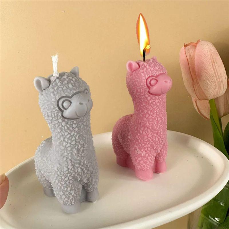 M-Modern-2Piece 3D Alpacas Silicone Candle Mold  DIY Cute Animal Scented Candle Soap Craft Gifts Making Resin Plaster Mold Silic