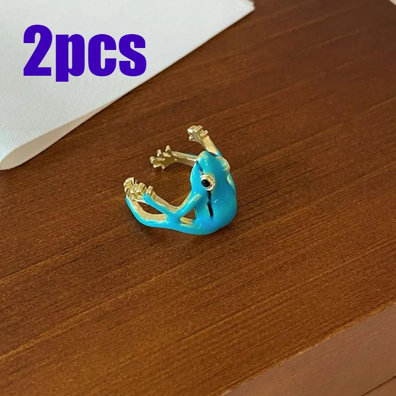 

Funny Personality Green Frog Ring Cute Animal Open Adjustable Eco Friendly Jewelry for Women Unique Quirky Little Frog Gift