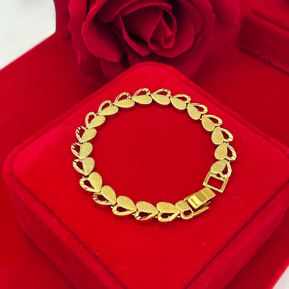 Sand Gold Bracelet Women's Wide Edge Love Strap Flower Bracelet Hand String Vacuum Gold Plated Bracelet Jewelry