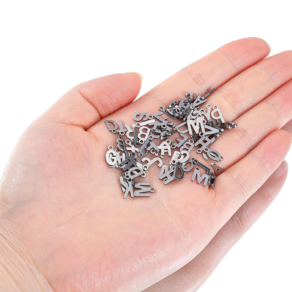 50pcs Mini A to Z Initial Charms Random Alphabet Pendants Stainless Steel Letter Charms DIY Earrings Necklaces Jewelry Making