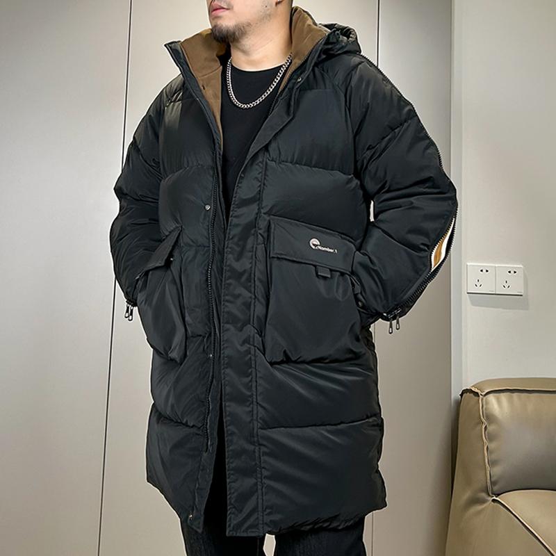 Nadměrná velikost 4XL-10XL Módní pánské dlouhé parky Zimní nadměrné svrchní oblečení S kapucí Ležérní Volné Silné Teplé Zimní kabát