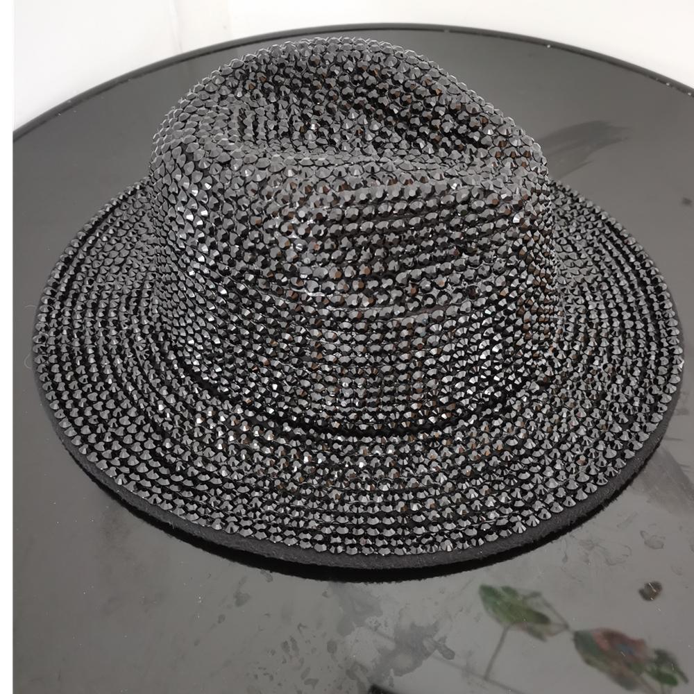 Rhinestone Fedora Jazz Hats Cowboy Hat For Women And Men Double-Sided Color Cap Red With Black Diamond Fedora