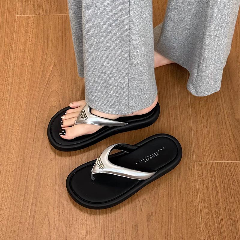 Fashion Shoes Woman's Slippers Rubber Flip Flops Slides Platform Shale Female Beach 2025 Hawaiian Soft Sabot Casual Leisure Rubber Flip