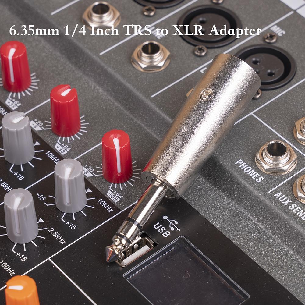 1/2pcs Stereo Microphone Adapter Connector Metal Casing 6.35mm Male To XLR Male Adapter Converter Nickel-Plated Connector