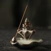 Reverse Flow Incense Burner Ornament, Home Indoor Zen Tea Ceremony, Chinese Style Lotus Shape Aromatherapy Stove Decoration, 1Pc