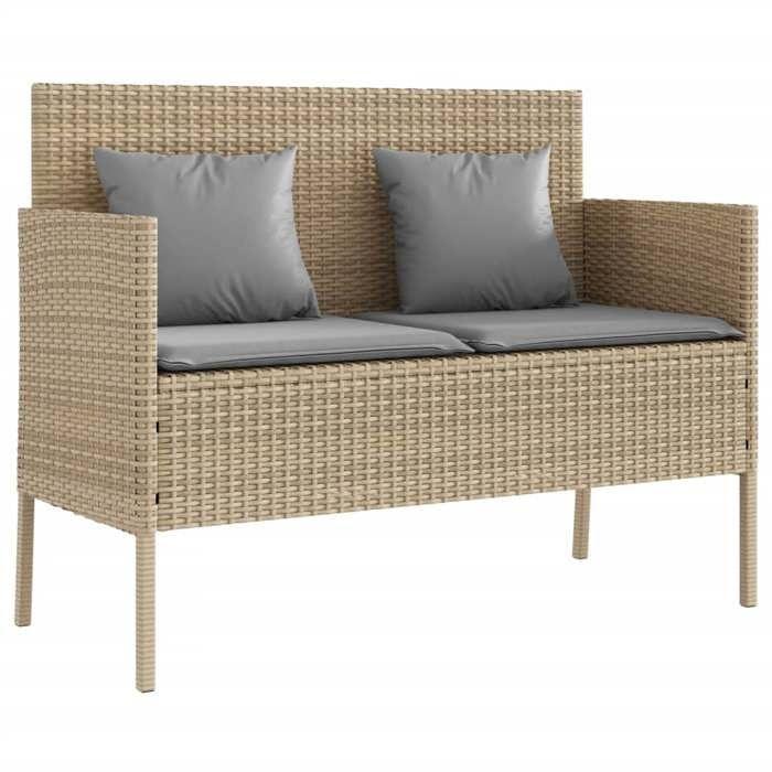 VidaXL Banc de Jardin avec Coussins, Siège de Patio, Chaise de Terrasse, Meuble de Parc Arrière-cour Balcon Extérieur, Beige 365775
