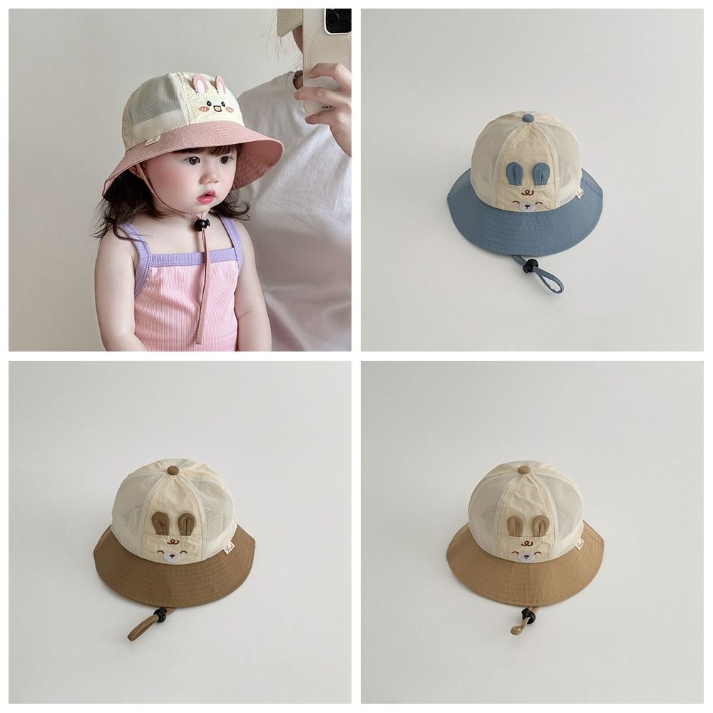 

Quick-dry Cartoon Bucket Cap Mesh Children Fisherman Hat Cute Kids Sun Hat Beach кавовий