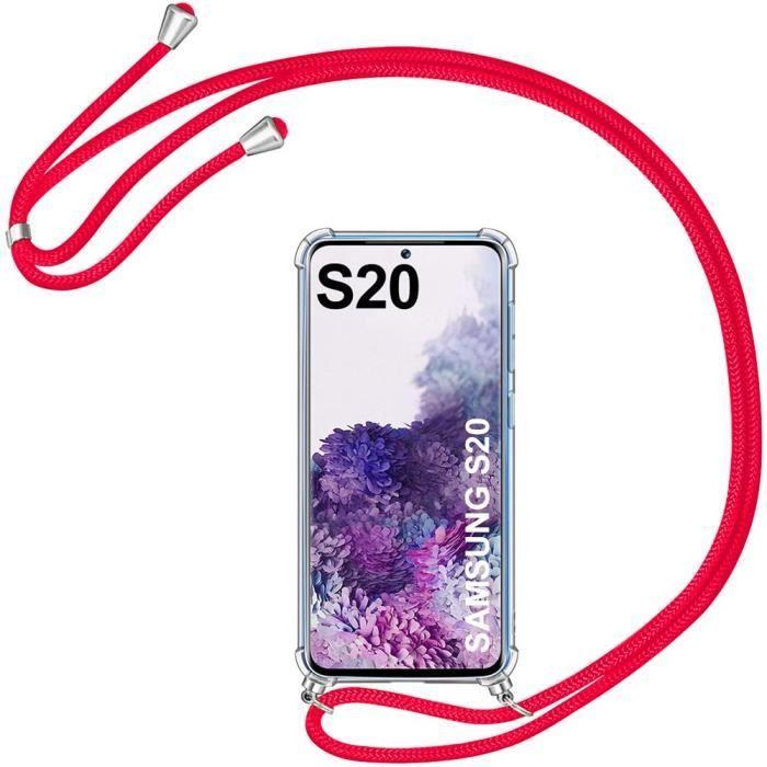 Coque de téléphone - Samsung - S20 - Transparente haute définition - Anti-rayure - Chaîne rouge