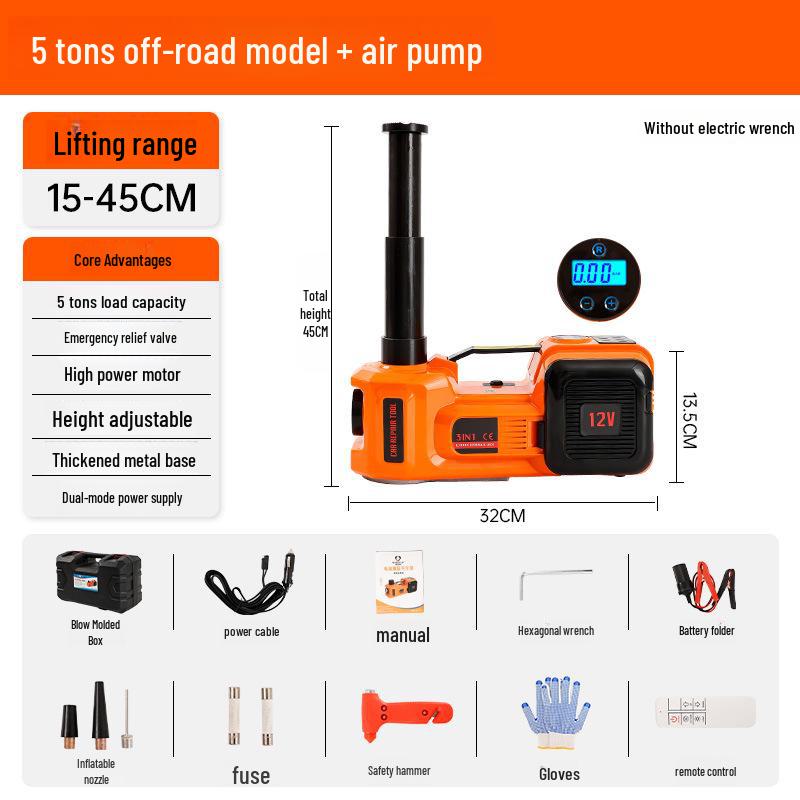 Electric Hydraulic Jack & Wrench with Air Pump for Cars and SUVs