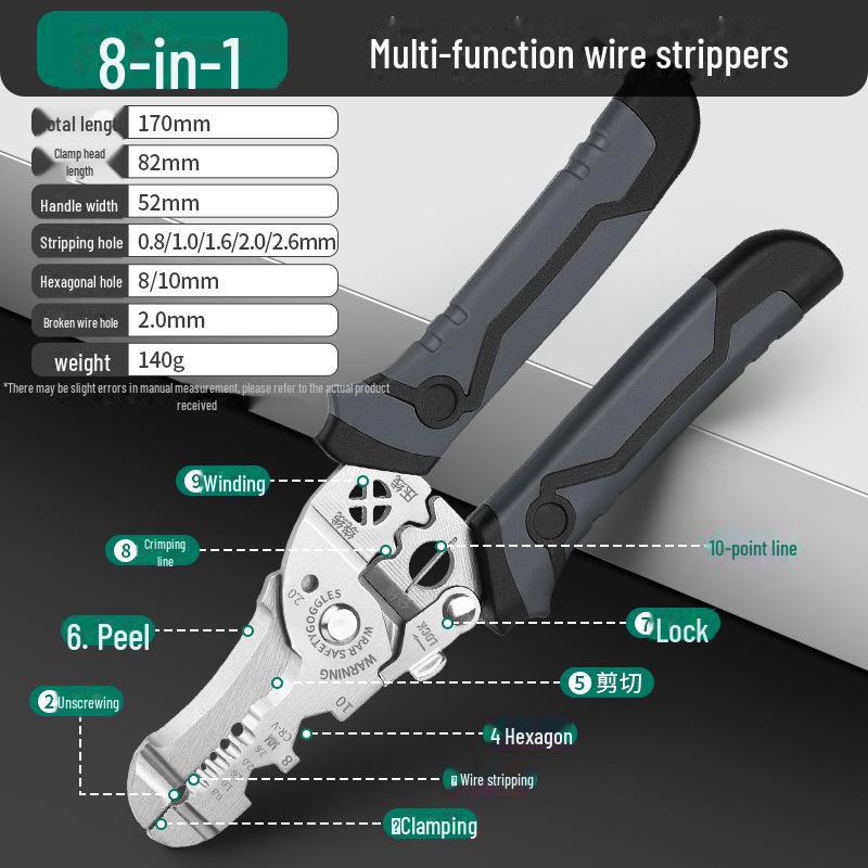 Green Forest Multi-Function Wire Stripping and Crimping Pliers – Industrial-Grade Electrician's Tool