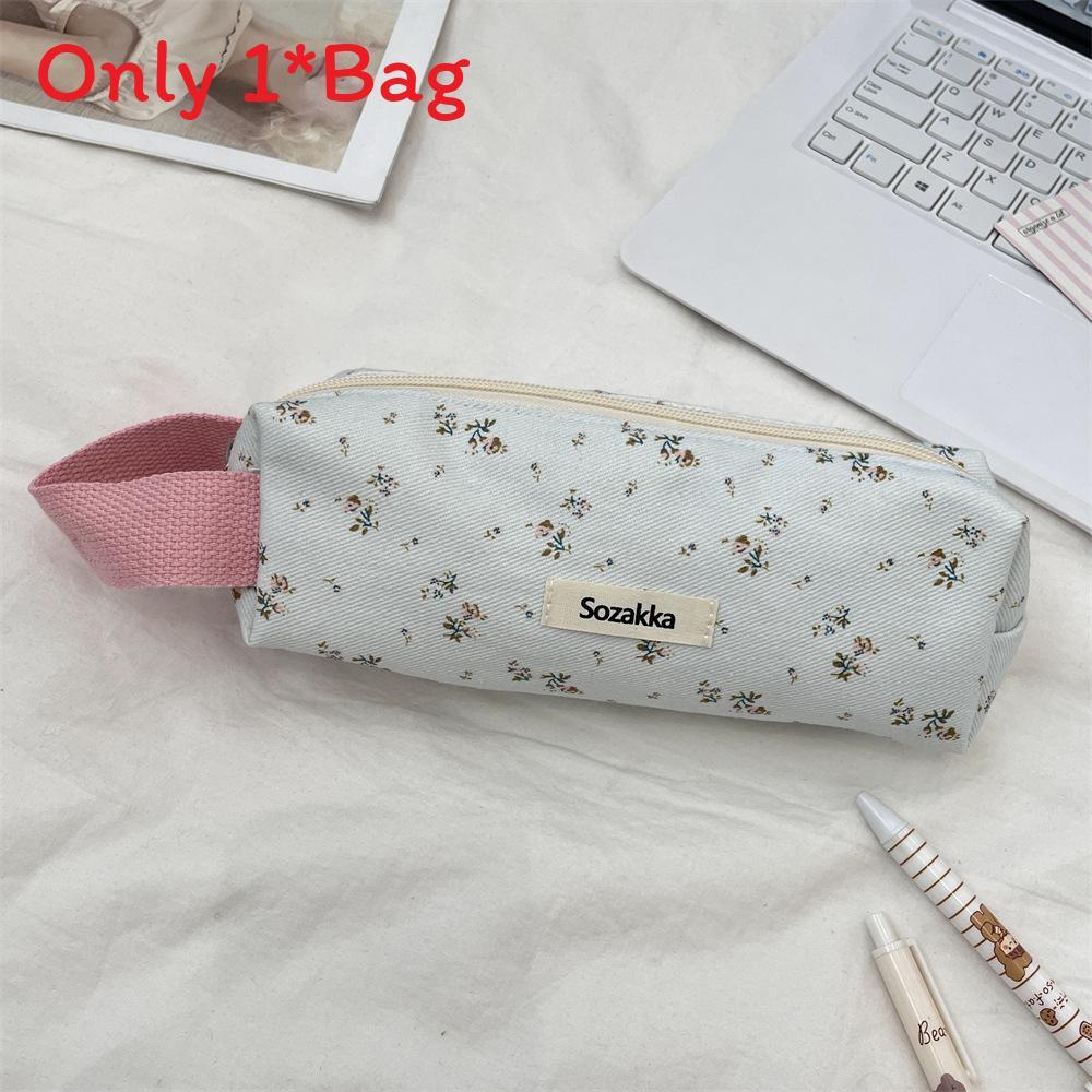 Floral Pattern Tote Pencil Case With Large Capacity For Students And Office Use