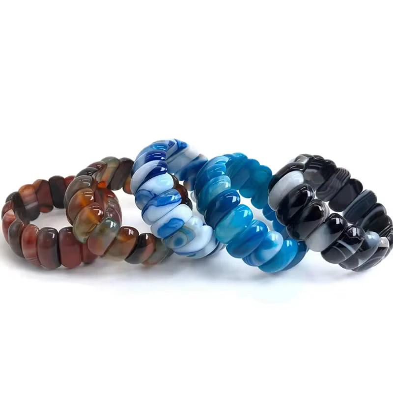 Natural 9 Color Botswana agate Stone Beads Bracelet Natural Gemstone Jewelry Bangle For man Woman For Gift Wholesale