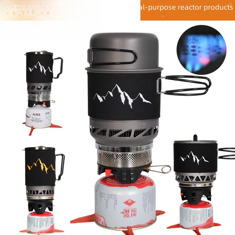 

Портативная ветрозащитная горелка для туристов и набор походной посуды Stove Head чёрный