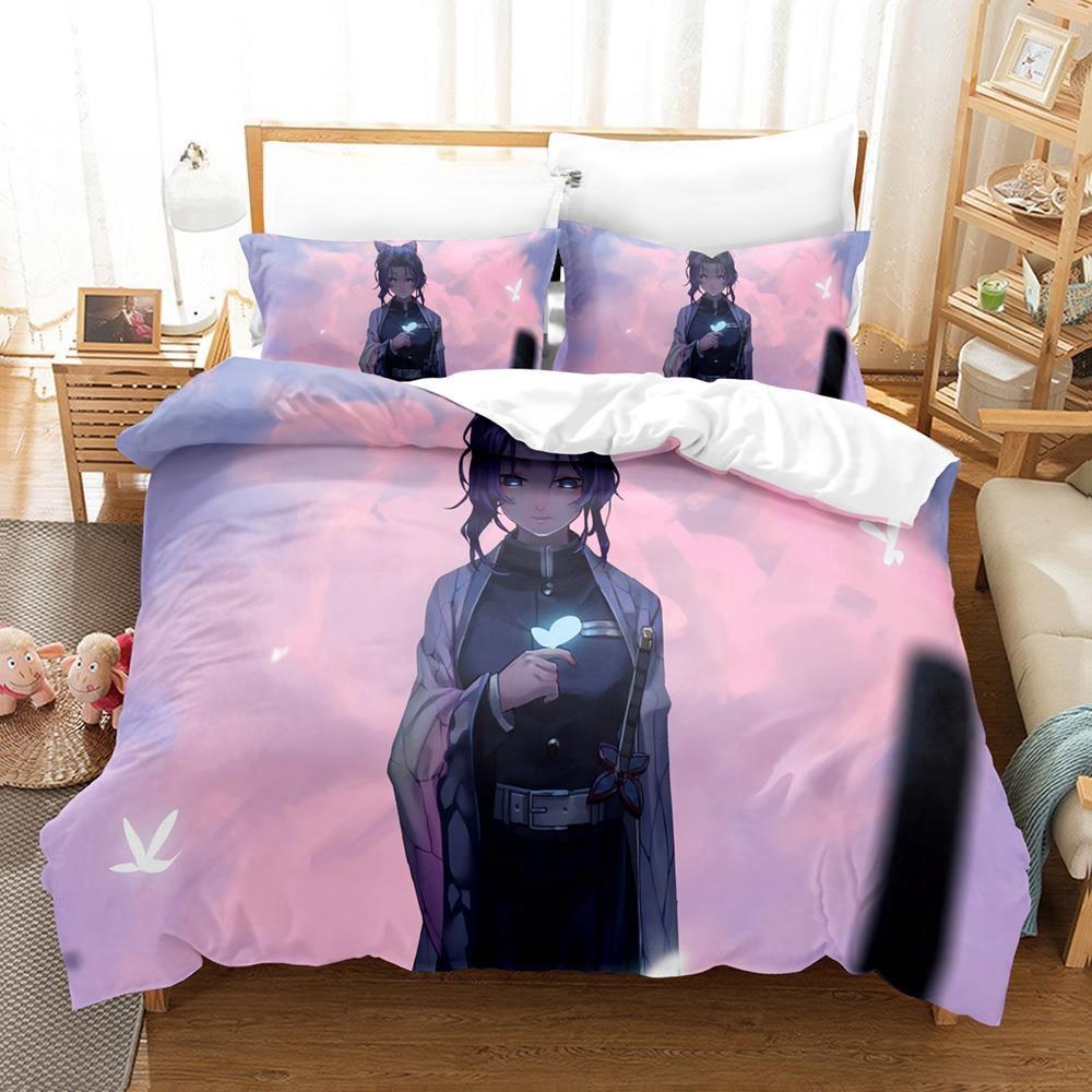 Fashion Anime Demon Slayer Bedding Collection Single Twin Full Queen King Size Bed Collection Adult Kid Bedroom Duvet Cover Collection Home Textiles