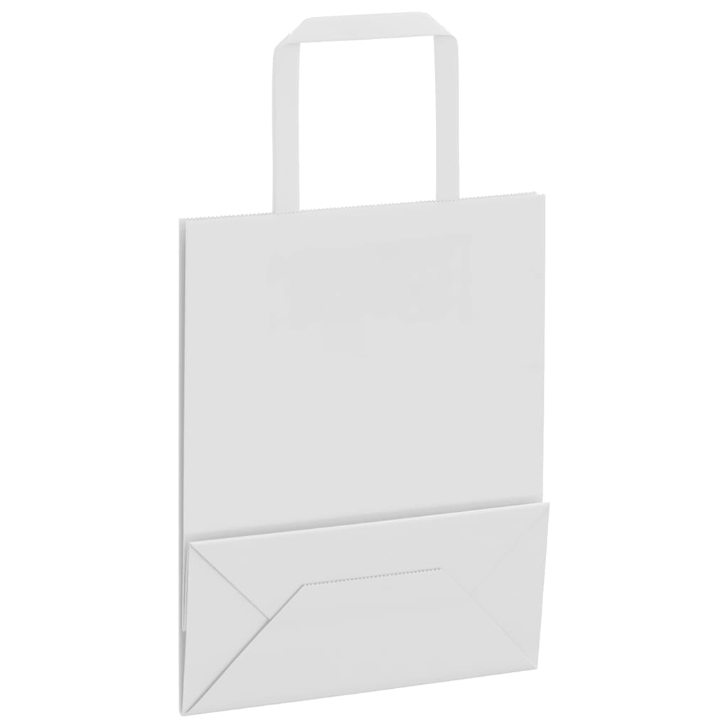 Paper Carrier Bags 250 Pcs with Handles White 18 X 8 X 22 Cm