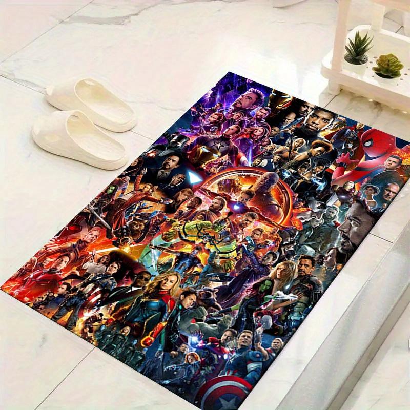

1 шт. Коврик для пола Marvel Мстители Супергерои, Нескользящий коврик, Дизайн с персонажами мультфильмов, Мягкий велюр, Декор для комнаты, Моющийся 60cm by 90cm